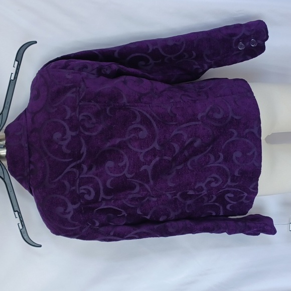 Croft & Barrow Jacket M Dark Purple Scrolls Pockets, 20" PTP, 22"L - Picture 6 of 8